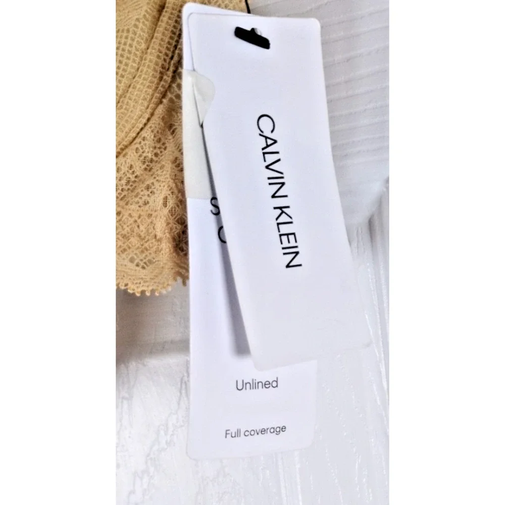 NWT Calvin Klein 32B Seductive Comfort Lace Bra QF1741 Beige Unlined Full Figure